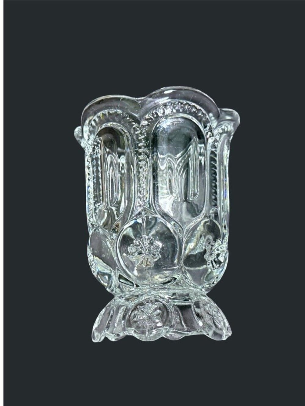 Vintage L.E. Smith Moon and Star Clear Glass Vase - 5.5 Inch